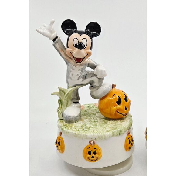 Mickey & Minnie Mouse Halloween Rotating Music Boxes With Jack-O-Lanterns & Spoo - Picture 2 of 10
